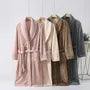 Couple Matching Shawl Collar Plain Coral Fleece Tie Front Robe (Various Designs)