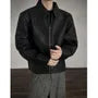 Collared Plain Faux Leather Zip Jacket