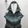 Set: Halter Roll Up Hem Zip Denim Wide Leg Romper + Belt