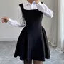 Sleeveless Square Neck Plain A-Line Dress