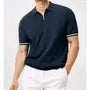 Short-Sleeve Contrast Trim Half-Zip Knit Polo Shirt