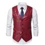 V-Neck Faux Leather Button Vest