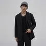 Plain Single-Breasted Blazer / Mid Rise Tapered Dress Pants
