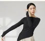 Long-Sleeve Boat Neck Plain Thumbhole Asymmetrical Dance Top / Elbow-Sleeve Dance Top
