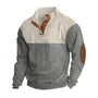 Long-Sleeve Polo-Neck Two-Tone Corduroy Sweatshirt