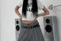 Unisex Striped Loose-Fit Shorts With Belt