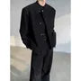 Stand Collar Asymmetrical Button-Up Plain Blazer