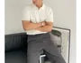 Short Sleeve Cable Knit Polo Shirt