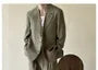 Mid Rise Plain Inverted Pleated Loose Fit Pants / Notch Lapel Plain Pocket Front Single-Breasted Blazer