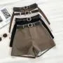 Plain High-Waist Shorts With Belt