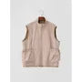 Sleeveless Stand Collar Plaid Panel Zip Vest