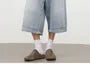 Mid Rise Washed Wide Leg Jorts