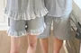 Couple Matching Short-Sleeve Lapel Collar Contrast Trim Button Pajama Top / Lace Trim Tank Top / Lounge Shorts / Set (Various Designs)
