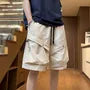 Drawstring Waist Plain Cargo Shorts
