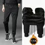 High Waist Plain Fleece-Lined Sweatpants