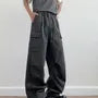High Waist Plain Wide Leg Cargo Pants