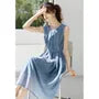 Sleeveless Round Neck Plain Belted Midi A-Line Dress