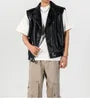 Plain Faux Leather Zip Biker Vest
