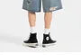 Mid Rise Washed Distressed Wide Leg Jorts