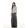 Low Rise Pinstriped Pleated Baggy Dress Pants