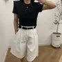 Mid Rise Washed Wide Leg Jorts
