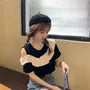 Cold-Shoulder Two-Tone Ruffled Blouse
