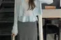 Set: Round Neck Plain Pointelle Cardigan + Ruffle Trim Knit Cami Top