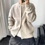 Crew Neck Button-Up Plain Cardigan