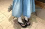 Low Rise Washed Studded Denim Capri Culottes
