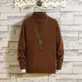 Turtleneck Plain Cable Knit Sweater