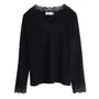 [XL-4XL] Long Sleeve V-Neck Panel Lace Top