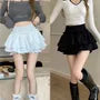 High Waist Plain Ruffled Mini A-Line Layered Skirt