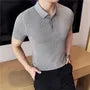 Short Sleeve Plain Waffle Knit Polo Top