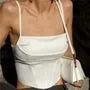 Square-Neck Plain Cropped Bustier Top