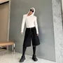 Long-Sleeve Asymmetrical Hooded Plain T-Shirt