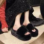 Platform Fluffy Slide Sandals
