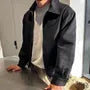 Collared Plain Faux Suede Zip Jacket
