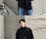 Long-Sleeve Asymmetrical Jacquard Mesh Button-Up Shirt
