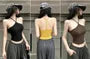 Halter Neck Plain Open Back Crop Top