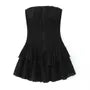 Strapless Hook & Eye Mini A-Line Eyelet Lace Layered Dress
