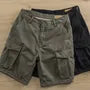 Mid Rise Plain Cargo Shorts