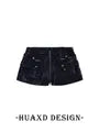 Mid Rise Tie Dye Studded Zip Mini Denim Skort