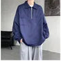 Long-Sleeve Plain Half-Zip Polo-Neck Sweatshirt