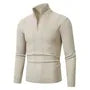 Long-Sleeve Mock Neck Half-Zip Knit Top