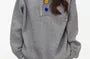 Half Buttoned Plain Knit Hoodie