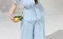 Set: Short-Sleeve V-Neck Lace Panel Smocked Blouse + High Waist Plain Wide Leg Pants