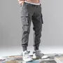 Drawstring Waist Plain Tapered Cargo Pants