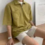 Short-Sleeve Plain Half-Zip Polo Shirt