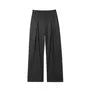 Mid Rise Plain Pleated Wide Leg Dress Pants