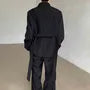 V-Neck Plain Concealed Button Tie-Waist Blazer